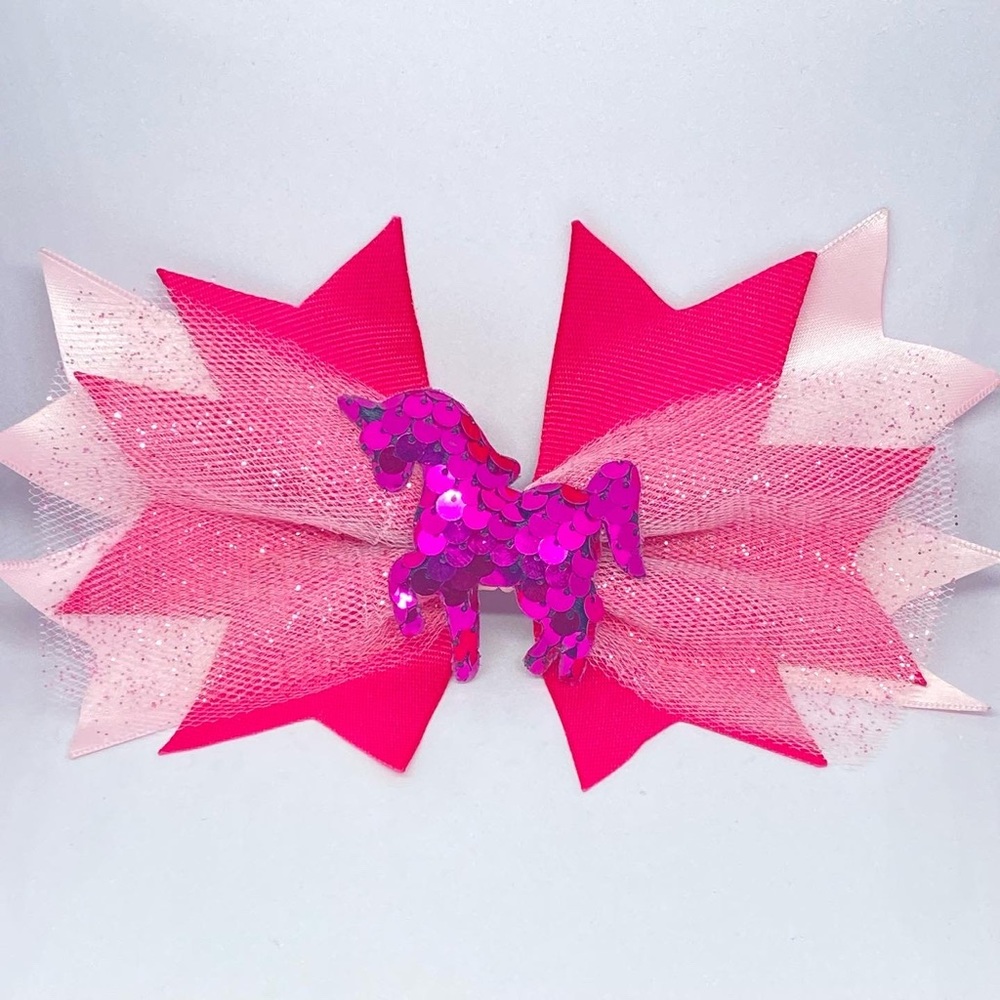 🎀 7” Handmade Hair Bow with Unicorn Embellishment 🎀